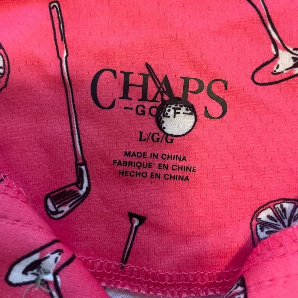 Chaps Men’s Pink Golf-Print Performance Polo - Picture 5 of 6